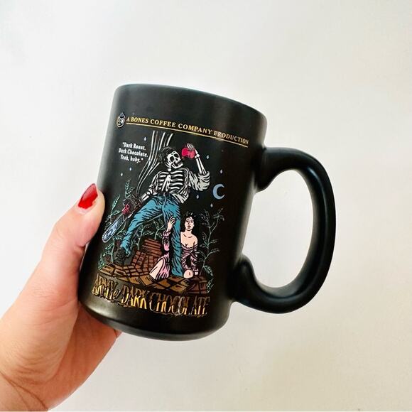 NEW BONES Matte Black Ceramic Skeleton Army of Hot Chocolate Oversized Large Mug - Picture 3 of 7